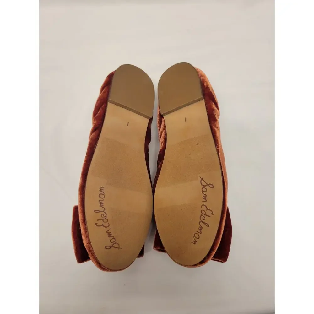 NWOT Sam Edelman Farrah Velvet Crystal Bow Girls Ballet Flat 1